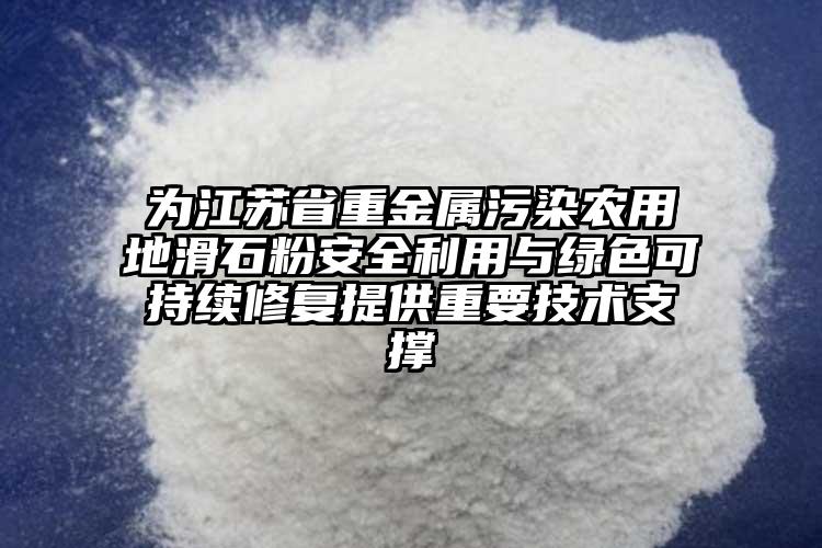 为江苏省重金属污染农用地滑石粉安全利用与绿色可持续修复提供重要技术支撑