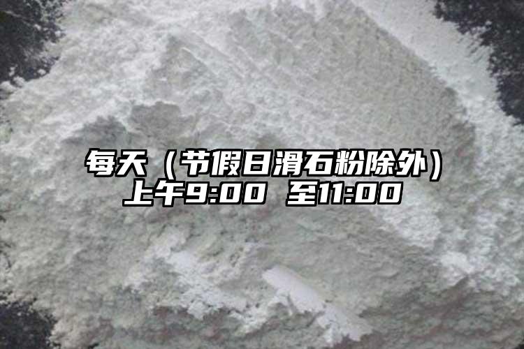 每天（节假日滑石粉除外）上午9:00 至11:00